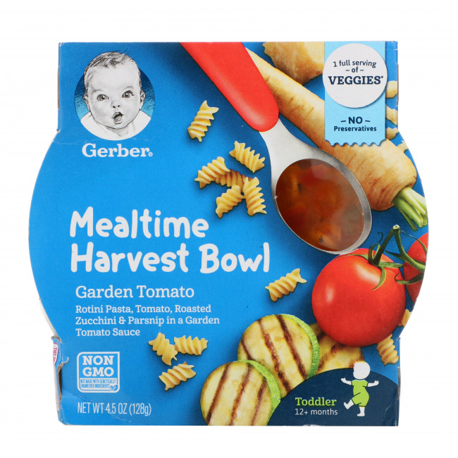 Gerber, Mealtime Harvest Bowl, для детей старше 12 месяцев, садовые помидоры, 128 г (4,5 унции) Gerber, Mealtime Harvest Bowl, для детей старше 12 месяцев, садовые помидоры, 128 г (4,5 унции)