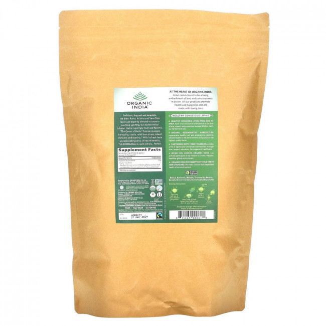 Organic India, Листовой чай тулси, оригинальный, без кофеина, 454 г (16 унций) Organic India, Листовой чай тулси, оригинальный, без кофеина, 454 г (16 унций)
