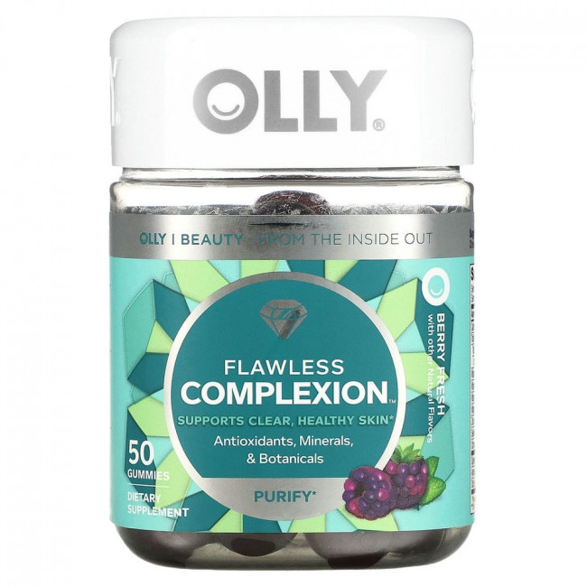 OLLY, Flawless Complexion, ягодная свежесть, 50 жевательных таблеток OLLY, Flawless Complexion, ягодная свежесть, 50 жевательных таблеток