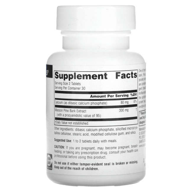 Source Naturals, экстракт сосновой коры, 150 мг, 60 таблеток