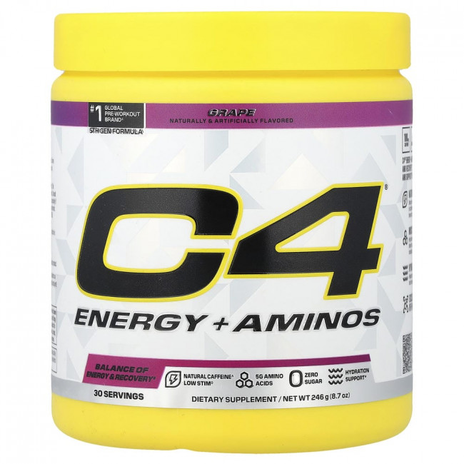 C4 / Cellucor, C4® Энергетический комплекс + Аминокислоты, Виноградный, 246 г (8,7 унций) C4 / Cellucor, C4® Энергетический комплекс + Аминокислоты, Виноградный, 246 г (8,7 унций)