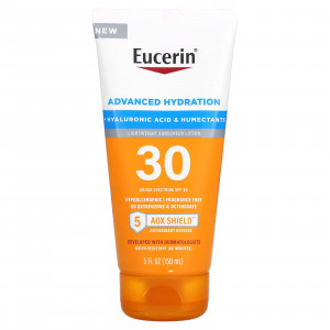 Eucerin, Advanced Hydration, легкий солнцезащитный лосьон, SPF 30, без отдушек, 150 мл (5 жидк. Унций)