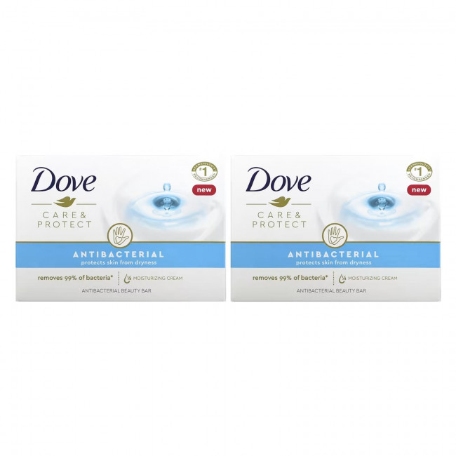 Dove, Care & Protect, антибактериальное косметическое мыло, 2 шт. по 106 г (3,75 унции) Dove, Care & Protect, антибактериальное косметическое мыло, 2 шт. по 106 г (3,75 унции)