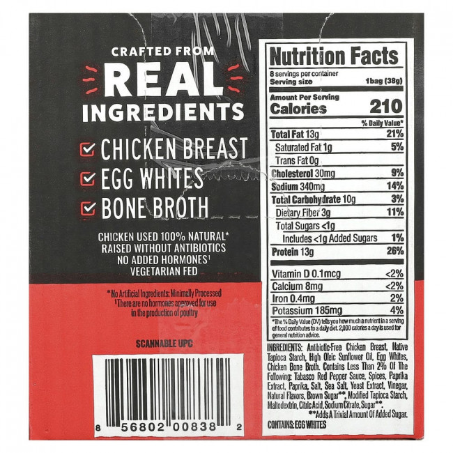 Wilde Brands, Protein Chips, Nashville Hot, 8 Bags, 1.34 oz (38 g) Each