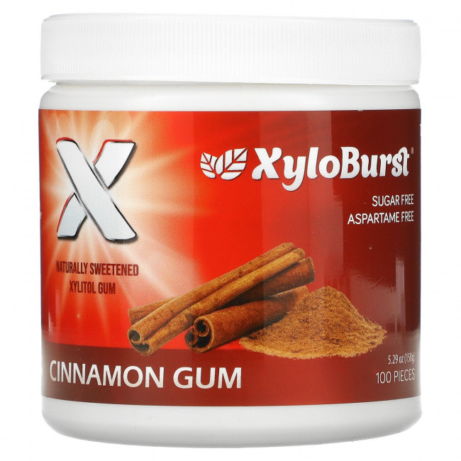 Xyloburst, Жевательная резинка с ксилитолом, Корица, 5,29 унций (150 г), 100 шт. Xyloburst, Жевательная резинка с ксилитолом, Корица, 5,29 унций (150 г), 100 шт.