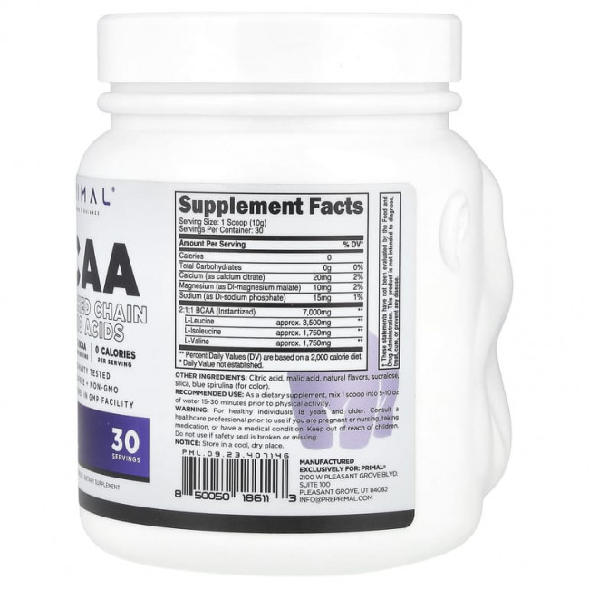 PrePrimal, BCAA, Blue Raz, 309 г (11 унций) (Товар снят с продажи) PrePrimal, BCAA, Blue Raz, 309 г (11 унций) (Товар снят с продажи)