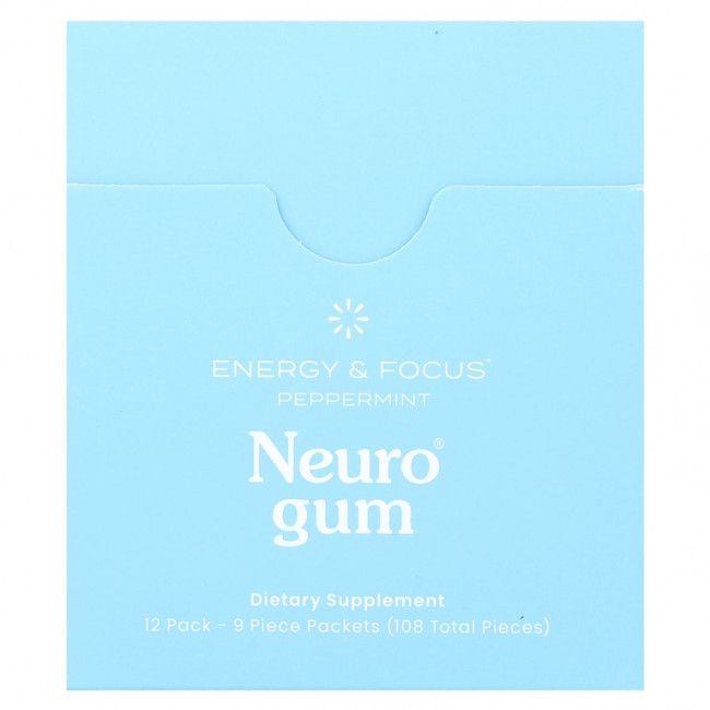 NeuroGum, Energy & Focus, перечная мята, 12 пакетиков по 9 шт. NeuroGum, Energy & Focus, перечная мята, 12 пакетиков по 9 шт.