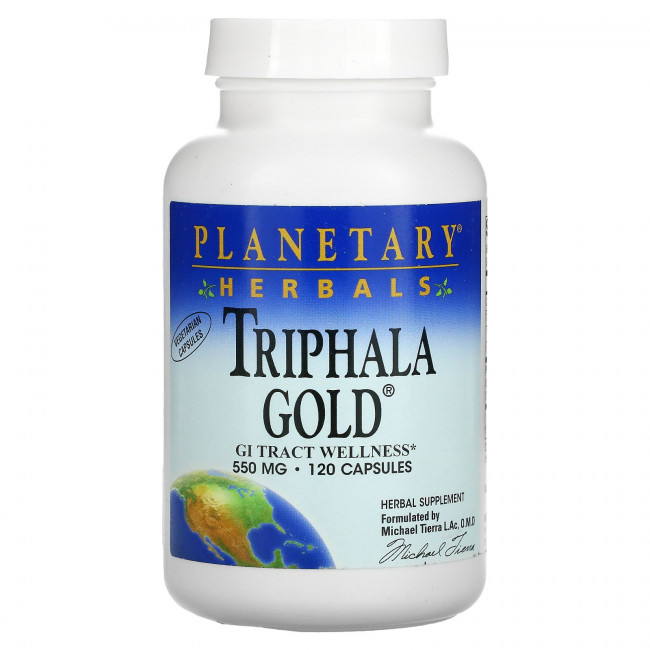 Planetary Herbals, Triphala Gold, здоровье желудочно-кишечного тракта, 550 мг, 120 капсул Planetary Herbals, Triphala Gold, здоровье желудочно-кишечного тракта, 550 мг, 120 капсул