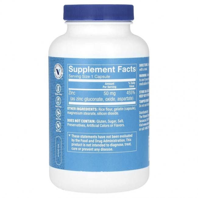 The Vitamin Shoppe, цинк, 50 мг, 300 капсул