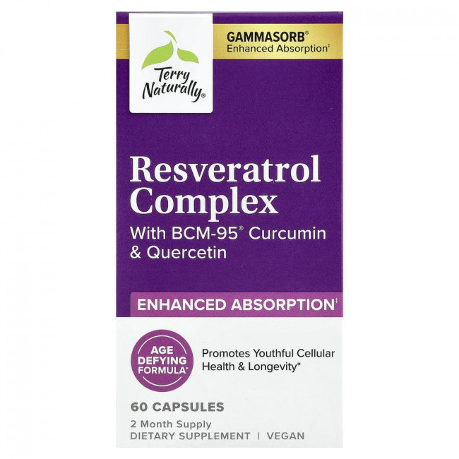 Terry Naturally, комплекс ресвератрола с куркумином и кверцетином BCM-95®, 60 капсул. Terry Naturally, комплекс ресвератрола с куркумином и кверцетином BCM-95®, 60 капсул.