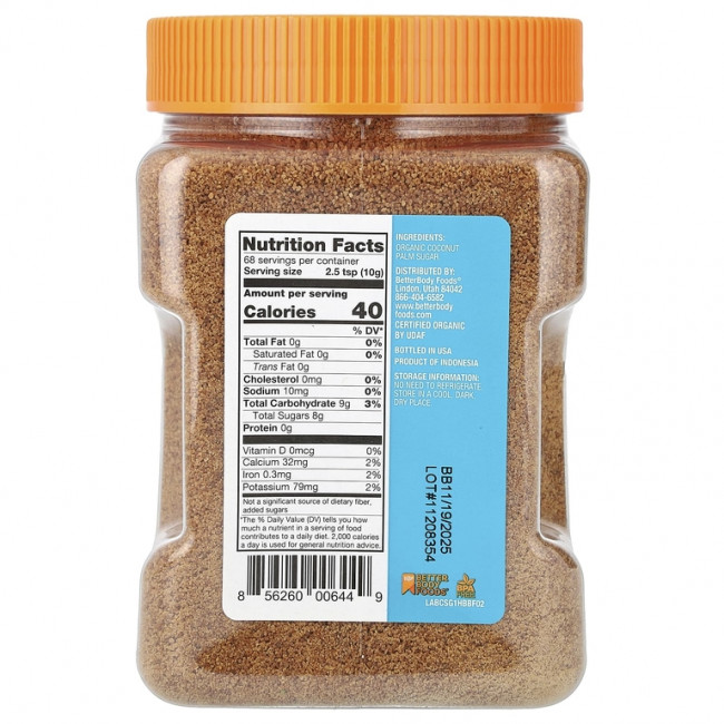 BetterBody Foods, органический кокосовый сахар, 680 г (24 унции) BetterBody Foods, органический кокосовый сахар, 680 г (24 унции)