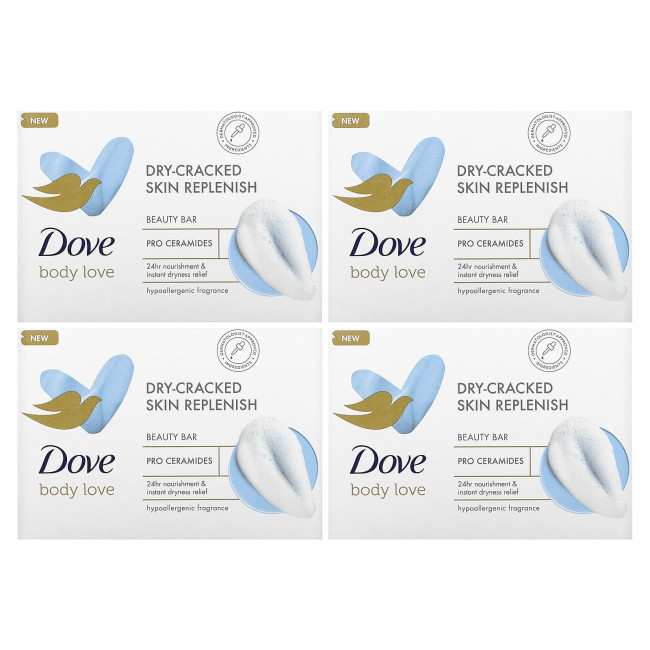 Dove, Body Love, косметическое мыло, восстановление для сухой потрескавшейся кожи, 2 шт., По 106 г (3,75 унции) Dove, Body Love, косметическое мыло, восстановление для сухой потрескавшейся кожи, 2 шт., По 106 г (3,75 унции)
