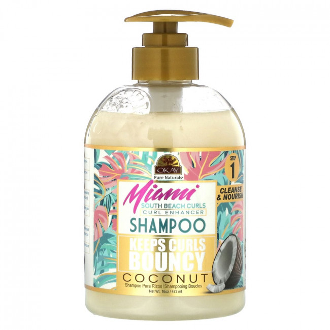 Okay Pure Naturals, Miami South Beach Curls, Curl Enhancer Shampoo, Coconut, 16 oz (473 ml)