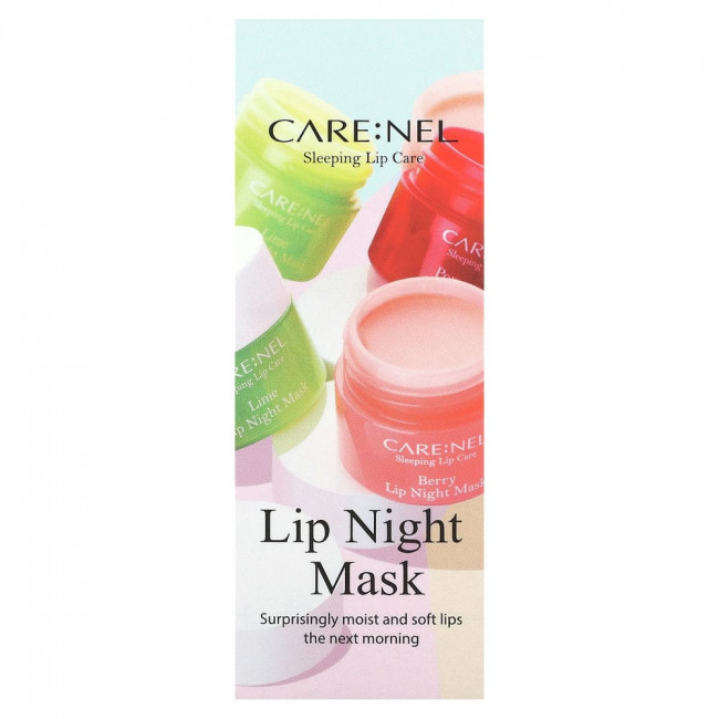 Care:Nel, Sleeping Lip Care, ночная маска для губ, ягодная, 3 шт. По 5 г (0,17 унции)