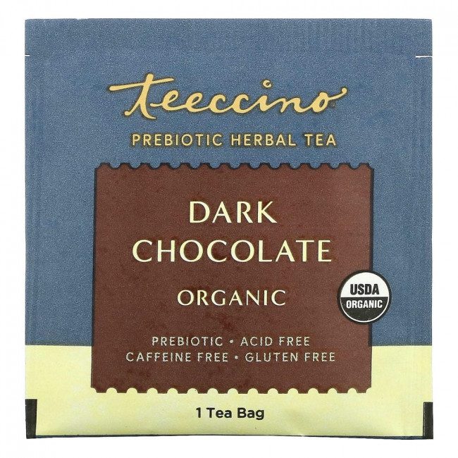 Teeccino, Prebiotic Herbal Tea, органический темный шоколад, без кофеина, 10 чайных пакетиков, 60 г (2,12 унции) Teeccino, Prebiotic Herbal Tea, органический темный шоколад, без кофеина, 10 чайных пакетиков, 60 г (2,12 унции)