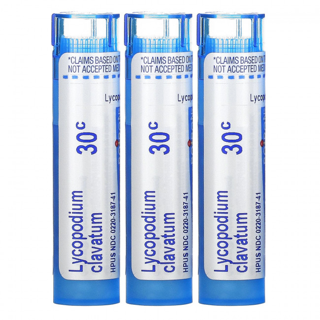 Boiron, Lycopodium, от вздутия живота и газообразования, гранулы Meltaway, 30C, 3 пробирки, 80 гранул в каждой Boiron, Lycopodium, от вздутия живота и газообразования, гранулы Meltaway, 30C, 3 пробирки, 80 гранул в каждой