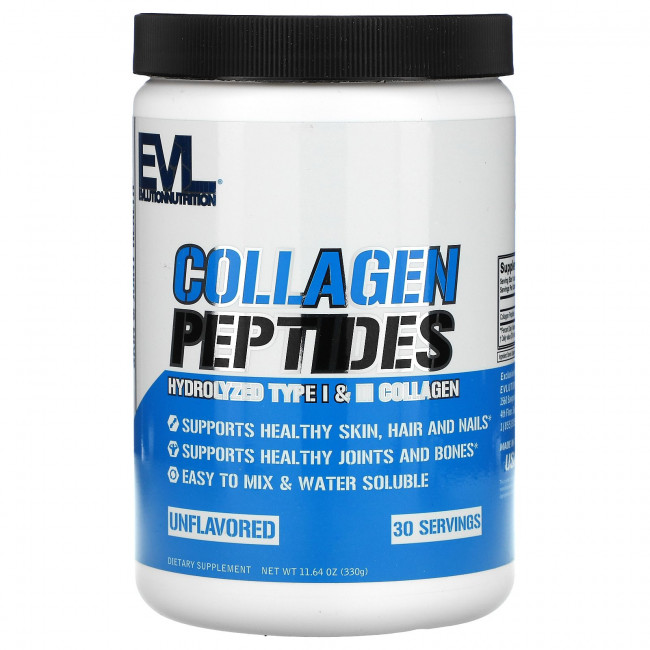 EVLution Nutrition, пептиды коллагена, без вкусовых добавок, 330 г (11,64 унции) EVLution Nutrition, пептиды коллагена, без вкусовых добавок, 330 г (11,64 унции)