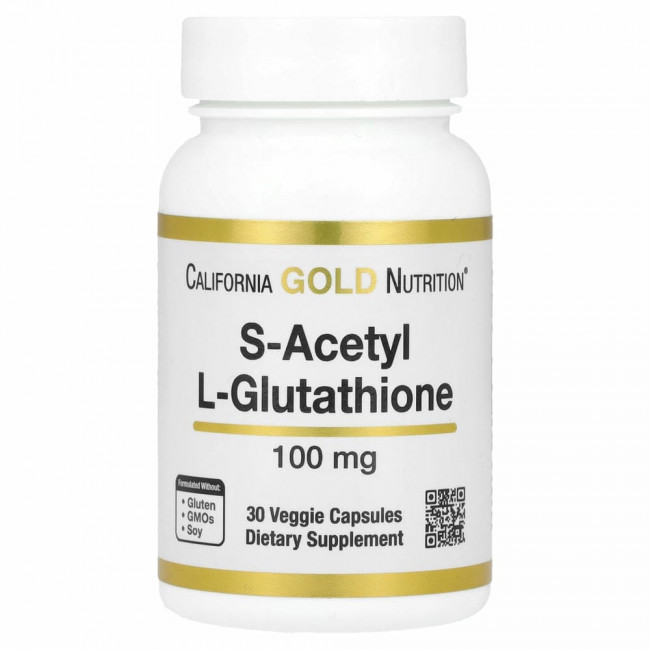 California Gold Nutrition, S-ацетил-L-глутатион, 100 мг, 30 растительных капсул California Gold Nutrition, S-ацетил-L-глутатион, 100 мг, 30 растительных капсул