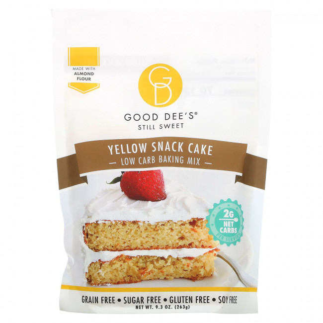 Good Dee's, Низкоуглеводная смесь для выпечки, желтый снек, 263 г (9,3 унции) Good Dee's, Низкоуглеводная смесь для выпечки, желтый снек, 263 г (9,3 унции)