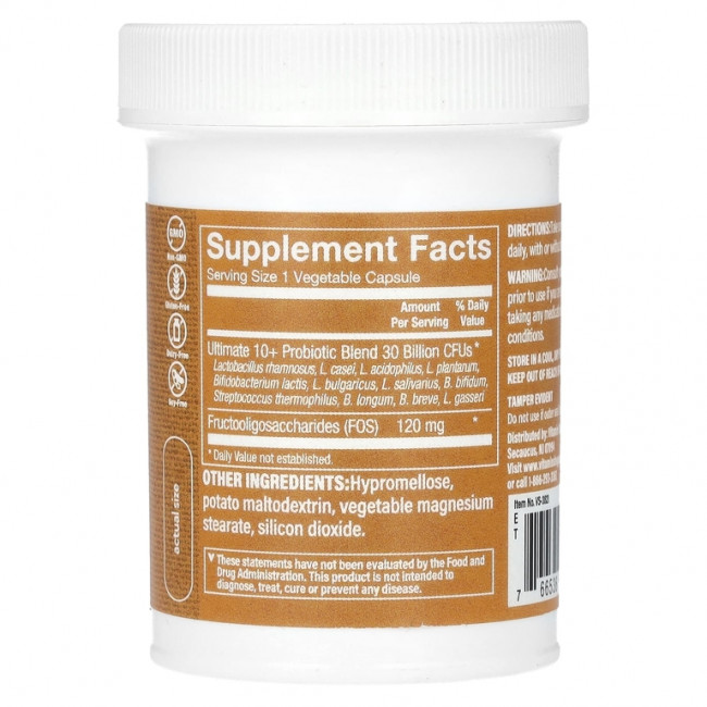 The Vitamin Shoppe, Ultimate 10+, пробиотики, 30 млрд КОЕ, 60 растительных капсул The Vitamin Shoppe, Ultimate 10+, пробиотики, 30 млрд КОЕ, 60 растительных капсул