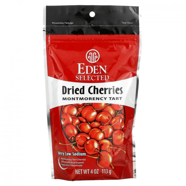 Eden Foods, Высушенная отборная кислая вишня сорта Монморанси, 4 унции (113 г) Eden Foods, Высушенная отборная кислая вишня сорта Монморанси, 4 унции (113 г)