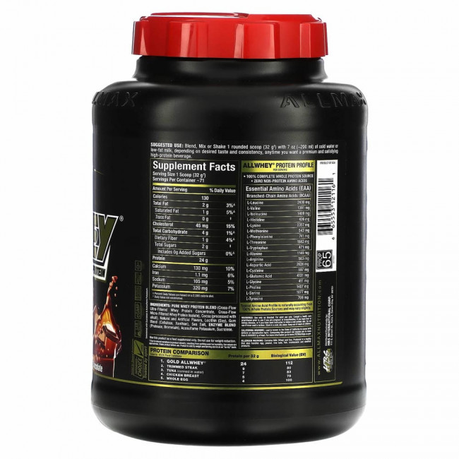ALLMAX Nutrition, Gold AllWhey, сывороточный протеин премиального качества, шоколад, 2,27 кг (5 фунтов) ALLMAX Nutrition, Gold AllWhey, сывороточный протеин премиального качества, шоколад, 2,27 кг (5 фунтов)