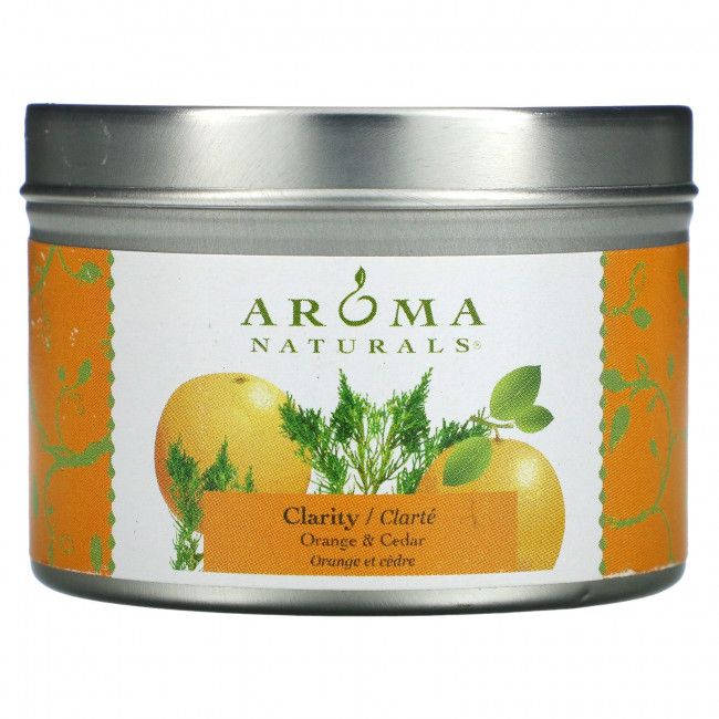 Aroma Naturals, Soy VegePure, свеча Clarity, удобна для путешествий, апельсин и кедр, 79,38 г (2,8 унции) Aroma Naturals, Soy VegePure, свеча Clarity, удобна для путешествий, апельсин и кедр, 79,38 г (2,8 унции)