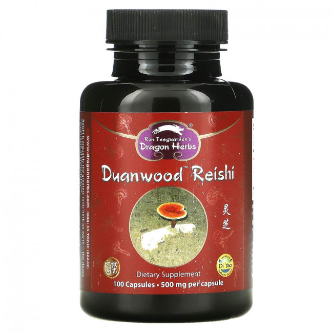 Dragon Herbs, Duanwood Reishi, 500 мг, 100 вегетарианских капсул Dragon Herbs, Duanwood Reishi, 500 мг, 100 вегетарианских капсул