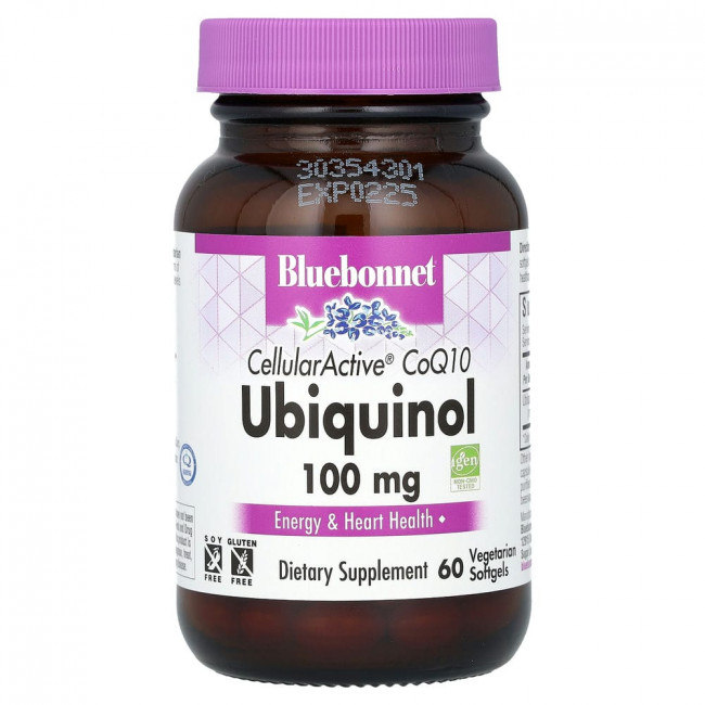 Bluebonnet Nutrition, CellularActive CoQ10, Ubiquinol, 100 мг, 60 вегетарианских капсул Bluebonnet Nutrition, CellularActive CoQ10, Ubiquinol, 100 мг, 60 вегетарианских капсул