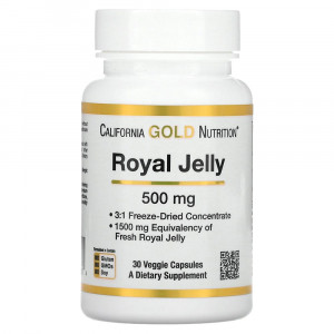 California Gold Nutrition, Маточное молочко, сублимированный концентрат, 500 мг, 30 растительных капсул