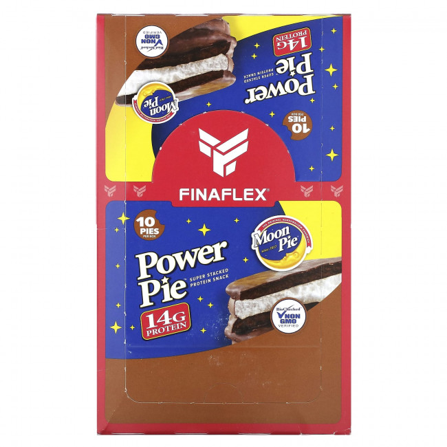 Finaflex, MoonPie, Power Pie, шоколад, 10 пирогов, 66 г (2,3 унции) Finaflex, MoonPie, Power Pie, шоколад, 10 пирогов, 66 г (2,3 унции)