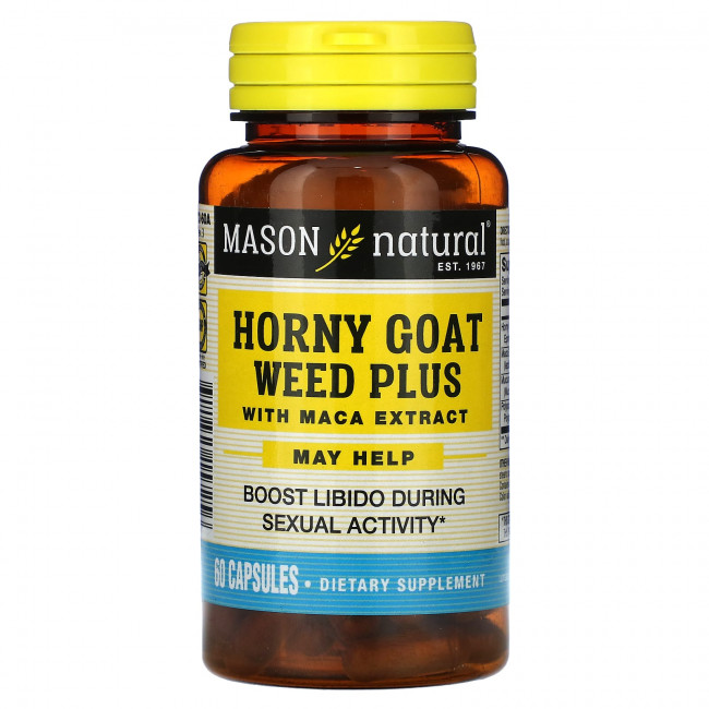 Mason Natural, Экстракт горянки крупноцветковой, с экстрактом маки, 60 капсул Mason Natural, Экстракт горянки крупноцветковой, с экстрактом маки, 60 капсул