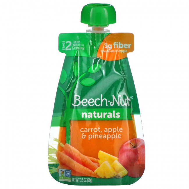 Beech-Nut, Naturals, Stage 2, морковь, яблоко и ананас, 6 пакетиков по 99 г (3,5 унции) Beech-Nut, Naturals, Stage 2, морковь, яблоко и ананас, 6 пакетиков по 99 г (3,5 унции)