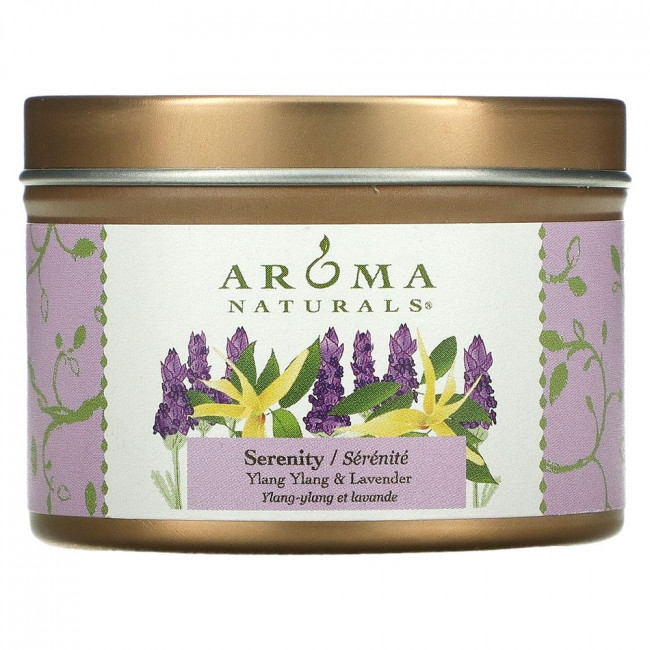 Aroma Naturals, Soy VegePure, свеча для путешествий, безмятежность, иланг-иланг и лаванда, 79,38 г (2,8 унции) Aroma Naturals, Soy VegePure, свеча для путешествий, безмятежность, иланг-иланг и лаванда, 79,38 г (2,8 унции)