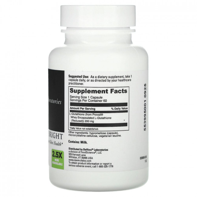 DaVinci Laboratories of Vermont, Glutathione Bright , 60 Capsules