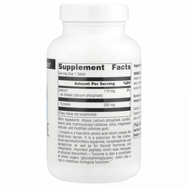 Source Naturals, L-тирозин, 500 мг, 100 таблеток