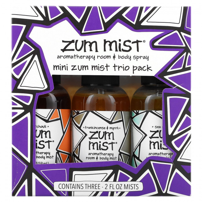 ZUM, Zum Mist, спрей для комнаты и тела для мини-ароматерапии, трио в упаковке, 3 шт., По 59 мл (2 жидк. Унции) ZUM, Zum Mist, спрей для комнаты и тела для мини-ароматерапии, трио в упаковке, 3 шт., По 59 мл (2 жидк. Унции)