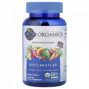 Garden of Life, MyKind Organics, мультивитаминный комплекс для мужчин 40+, органические ягоды, 120 веганских жевательных таблеток Garden of Life, MyKind Organics, мультивитаминный комплекс для мужчин 40+, органические ягоды, 120 веганских жевательных таблеток