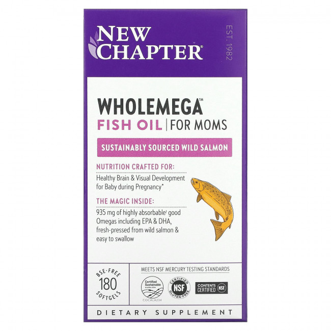 New Chapter, Рыбий жир Wholemega для мам, 180 капсул New Chapter, Рыбий жир Wholemega для мам, 180 капсул