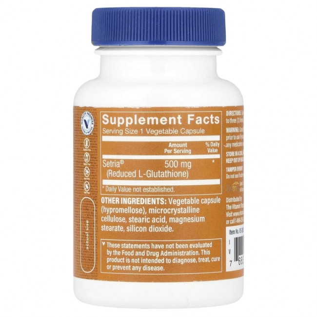 The Vitamin Shoppe, Восстановленный глутатион, 500 мг, 60 растительных капсул