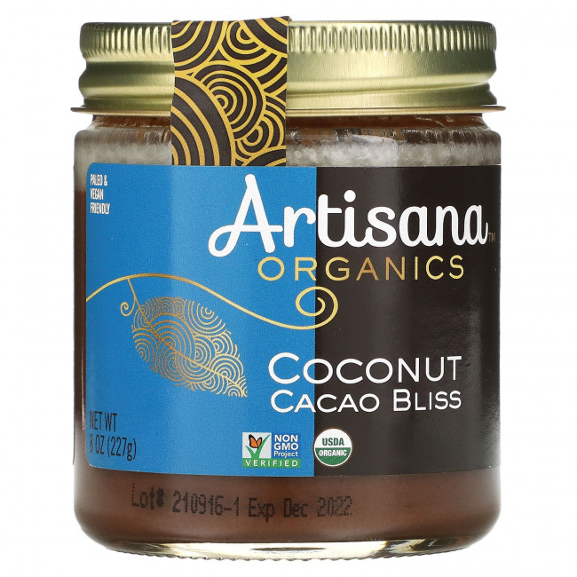 Artisana, Organics, сырое кокосовое какао-блаженство, ореховое масло, 227 г (8 унций) Artisana, Organics, сырое кокосовое какао-блаженство, ореховое масло, 227 г (8 унций)