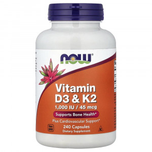 NOW Foods, Витамин D3 и K2, 240 капсул NOW Foods, Витамин D3 и K2, 240 капсул