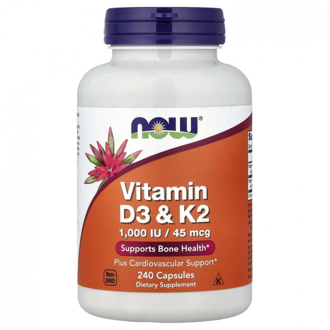 NOW Foods, Витамин D3 и K2, 240 капсул