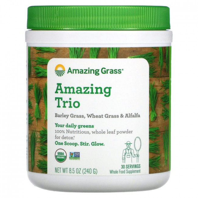 Amazing Grass, Amazing Trio, ростки ячменя, ростки пшеницы и люцерна, 240 г (8,5 унции) Amazing Grass, Amazing Trio, ростки ячменя, ростки пшеницы и люцерна, 240 г (8,5 унции)