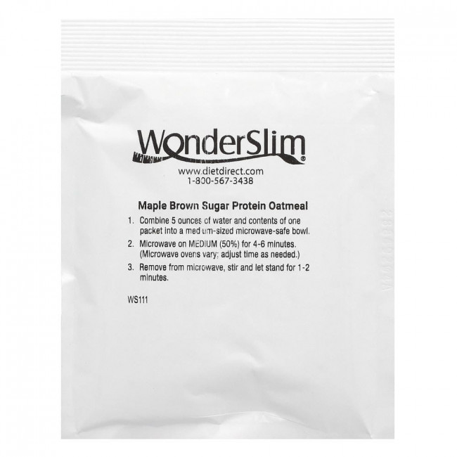 WonderSlim, овсяные хлопья с протеином, кленовый коричневый сахар, 7 пакетиков по 36 г каждый (снят с производства)