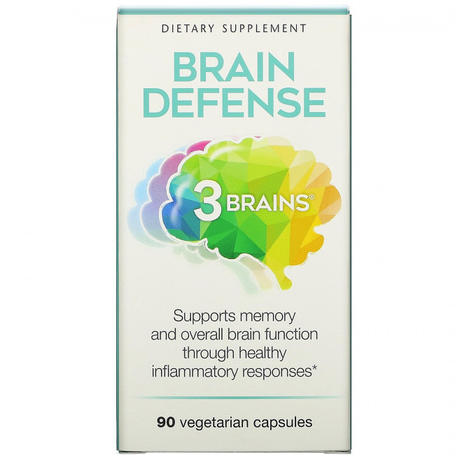 Natural Factors, 3 Brains, Защита мозга, 90 вегетарианских капсул Natural Factors, 3 Brains, Защита мозга, 90 вегетарианских капсул