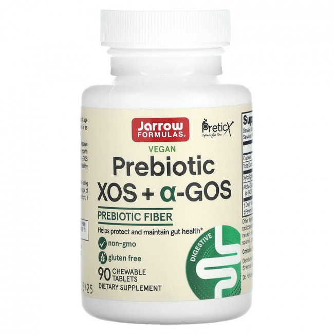 Jarrow Formulas, Prebiotic XOS + a-GOS, Prebiotic Fiber, 90 Chewable Tablets