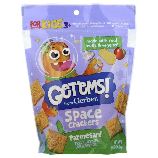Gerber, Get'Ems! ™, космические крекеры, для детей от 3 лет, пармезан, 142 г (5 унций)