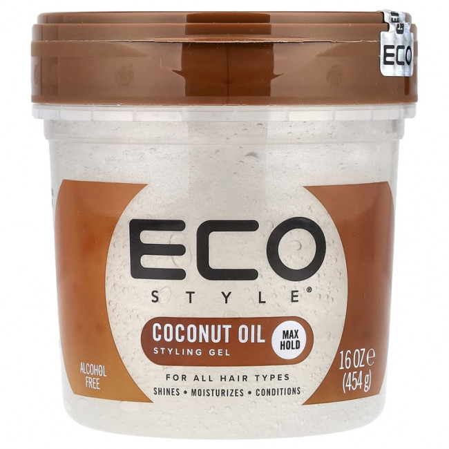 Eco Style, гель для укладки волос, максимальная фиксация, для всех типов волос, кокосовое масло, 454 г (16 унций) Eco Style, гель для укладки волос, максимальная фиксация, для всех типов волос, кокосовое масло, 454 г (16 унций)