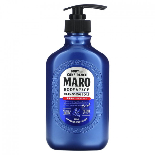 Maro, Очищающее мыло для тела и лица, прохладное, свежее, 400 мл (13,5 жидк. Унции)